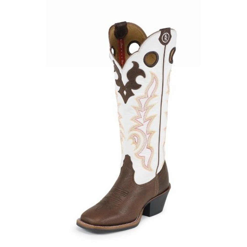 TONY LAMA 3R Buckaroo Cowgirl Western Boots #RR2007L Brown & White 10B